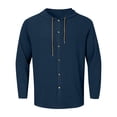 thumbnail image 2 of Chemise à Manches Longues pour Homme, Décontractée, Unie, Cardigan de Vacances, Chemises à Capuche, Hauts, 2 of 5