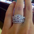 thumbnail image 1 of 925 Silver Round Cut AAA CZ Diamond Bride Engagement Wedding Rings Set, 1 of 1