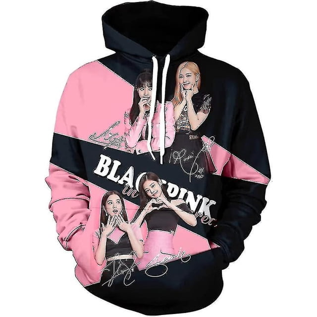 Blackpink Chandail à Capuchon Korean Idol Girl Group Cos Peripheral avec une Impression Numérique 3D Audacieuse. le Chandail à Capuchon Présente un Schéma de Couleurs Rose et Noir, des Graphiques des Membres du Groupe, et Leurs Autographes. Conçu pour des Sorties Décontractées Ou un Port Douillet, Il Comprend une Capuche à Cordon et des Manches Longues pour un Confort Accru. un Incontournable pour les fans Ou Toute Personne à la Recherche d'Un Chandail à Capuchon Marquant.