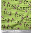 thumbnail image 1 of Soimoi Silk Fabric Floral Love Text Print Sewing Fabric Yard 42 Inch Wide, 1 of 1