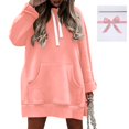 thumbnail image 4 of Kcodviy Robe Ample Unie à Manches Longues pour Femme Couleur Poche à Capuche Moyenne Femmes Décontractée Été Longue Décontractée Ample Chandail à Capuchon, 4 of 7