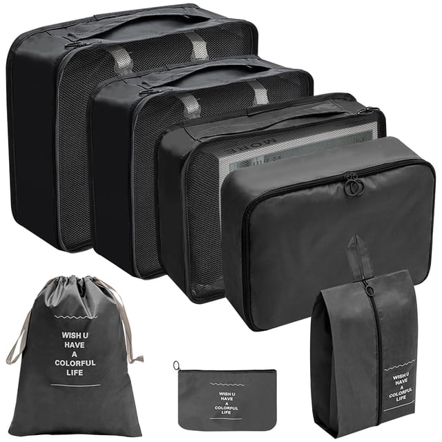 Gkeoshab Home Textile Storage Packing Cubes For Travel 7Pcs Travel Cubes Set Foldable Suitcase Organizer Lightweight Luggage Storage Bag Home & Garden