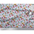thumbnail image 2 of Soimoi Blue Rayon Fabric Leaves,Insect & Floral Artistic Printed Fabric 1 Yard 56 Inch Wide, 2 of 3