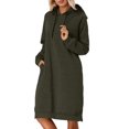 thumbnail image 2 of Longs Chandails à Capuchon pour Femmes 2025 Manches Longues Ourlet Fendu Robe à Capuchon Unie avec Poches Chandail à Capuchon pour Femmes, 2 of 7