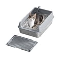 thumbnail image 1 of Kojooin Stainless Steel Cat Litter Box with Lid Large Litter Box for Big Cats Non-Stick Stainless Steel Cat Boxes High Sides, Kitten Metal Boxes, Anti-Leakage, Easy to Clean 6''Deep, 1 of 8