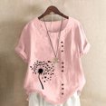 thumbnail image 1 of Jusqu'à 50 % de Rabais Horkkom Chemises à Manches Courtes pour Femmes Été Grande Taille Chemises en Lin Décontractées Col Rond Imprimé Floral Hauts Amples, 1 of 4