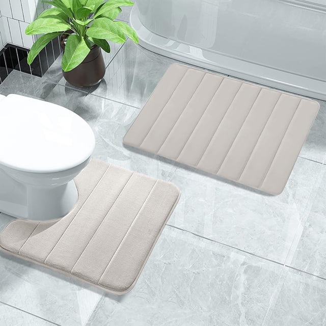 Meitianfacai s Bathroom Rugs Sets 2 Memory Foam Bath Mat Set Bathroom Rugs Practical for 2 PCS Toilet Mats Soft Cozy Water Absorbent Non-Slip Thick Machine Washable Easy to Dry
