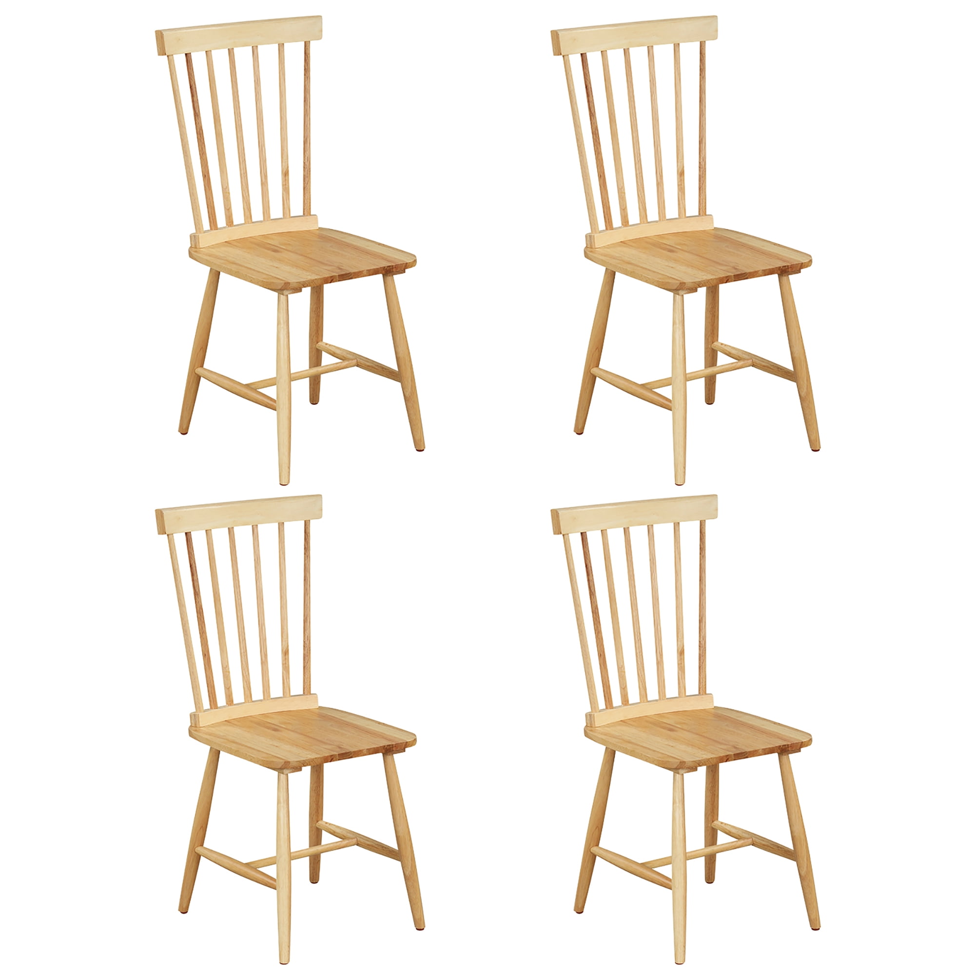 Gymax Ensemble de Chaises de Salle à Manger Windsor, Naturel (Ensemble de 4)