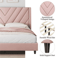 thumbnail image 4 of FullFurnique Upholstered Platform Bed Frame with Wooden Slat Support, Queen, Pink, 4 of 9