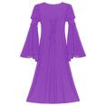 thumbnail image 4 of Doomiva Robe Renaissance Rétro à Manches Cloche pour Filles Enfants Costume Médiéval Halloween Cosplay Longue Robe Maxi Violet 12, 4 of 7