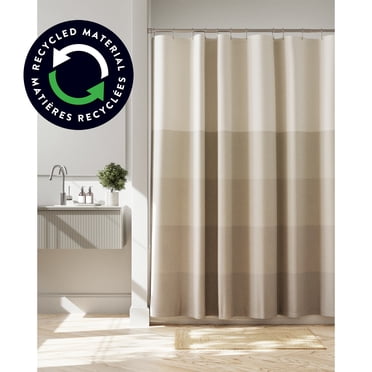Rideau de douche en tissu recyclé à rayures Kristi Mainstays, 178 x 183 cm, havane