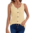 thumbnail image 4 of WRKEKC Casual Tank Tops for Women Solid Color Button Front Crew Neck Sleeveless Daily Tank Loose Fit Lightweight Top, 4 of 8
