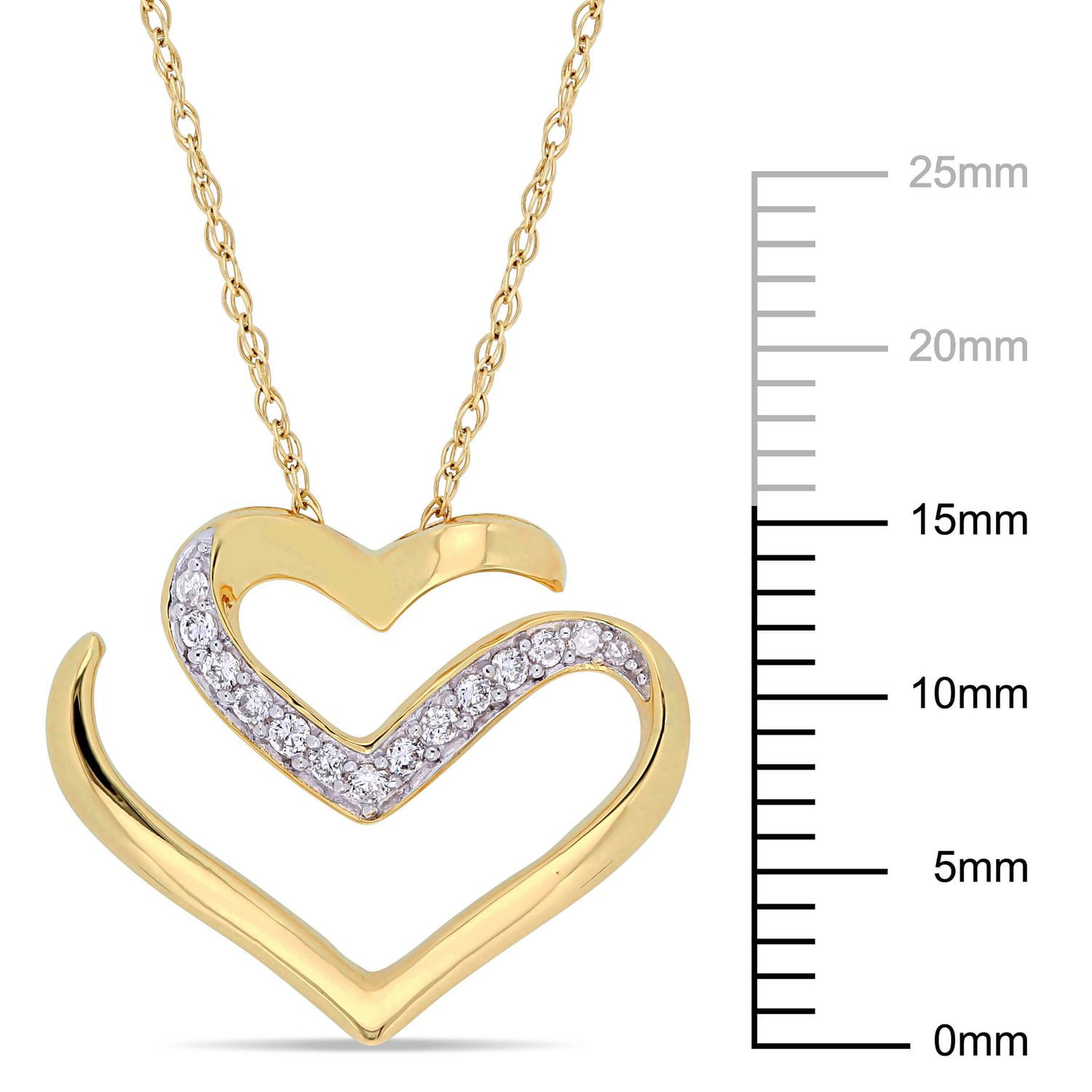 Collier de forme cœur ajouré Miabella avec diamants 1/10 CT poids total en or jaune 10K, 17 po
