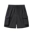 thumbnail image 2 of BADHUB Mens Elastic Waist Cargo Shorts Drawstring Waterproof Work Shorts Stretch Lightweight Solid Color Summer Savings 2025 Dark Gray L, 2 of 4