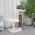 thumbnail image 3 of Vibrant Life 3-Level 31.5"Small Cat Tree with Top Perch, Paper Rope Scratching Post, Two Toys, Cream, 3 of 7