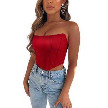 Hauts Courts d'Été pour Femmes Sans Manches Bretelles Soutien-Gorge Léger Bustier
