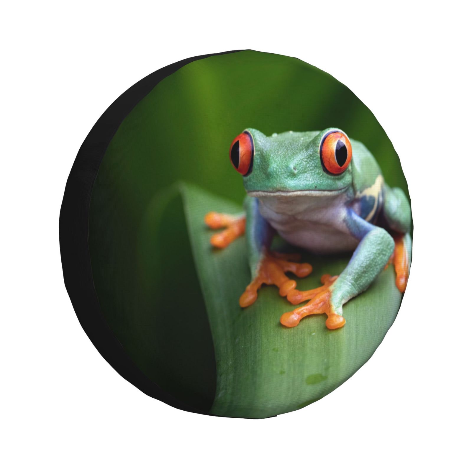 Sikiie Imprimé Grenouille Arbre aux Yeux Rouges Pneu de Rechange en Cuir PVC pour Voiture Camion SUV Véhicule Récréatif Remorque Ajustement Universel-15 Pouces
