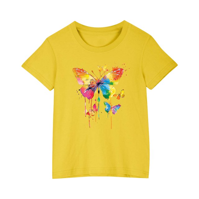 RXIRUCGD 2025 Vêtements d'Été pour Enfants Tout-Petits Garçons Filles T-shirt Imprimé Mode Mignon Col Rond Imprimé Manches Courtes