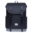 thumbnail image 1 of KAUKKO Vintage Casual polyster and Leather Rucksack Backpack (Nylon Black), 1 of 5