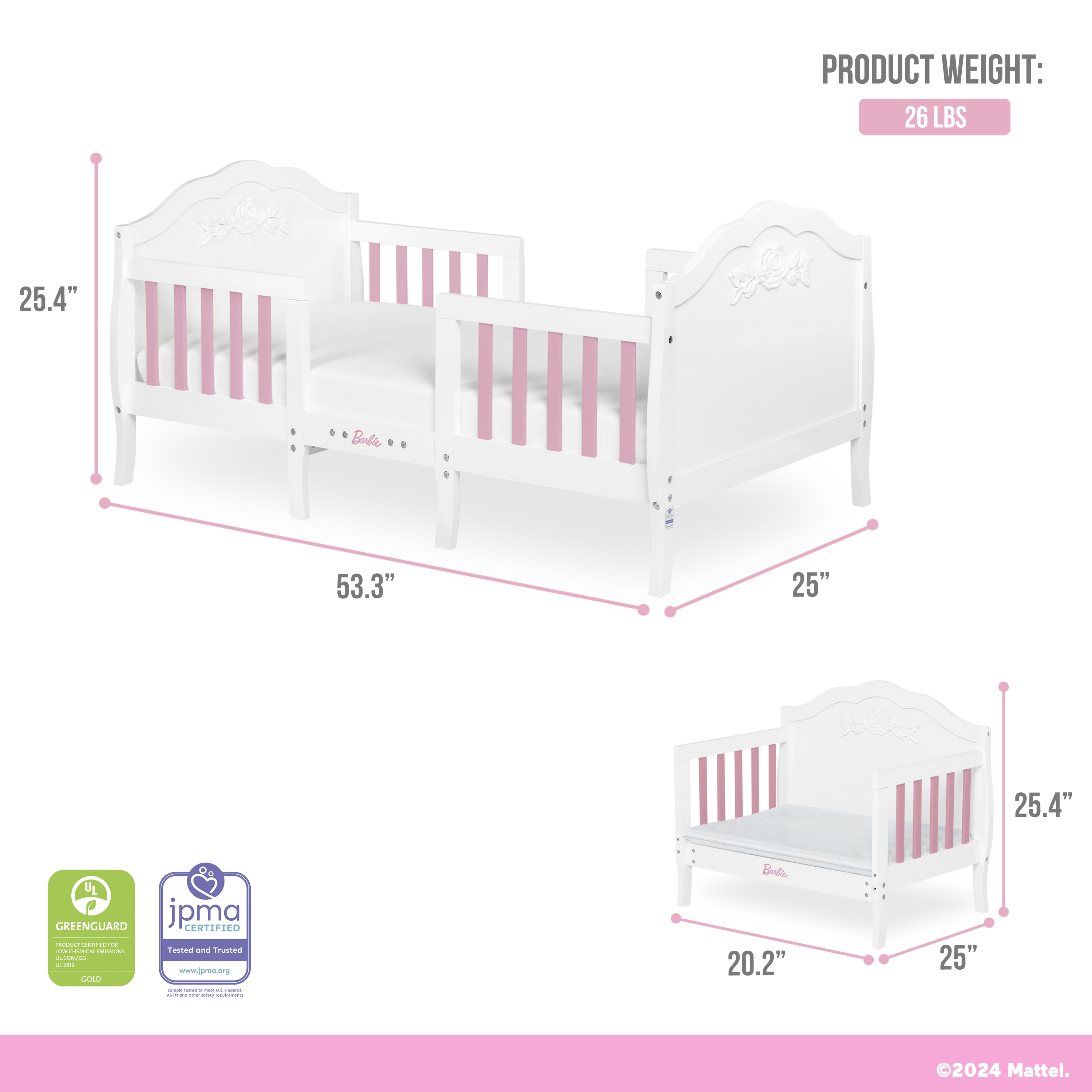 Rose 3-in-1 Toddler Bed