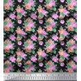 thumbnail image 1 of Soimoi Tissu Popeline de Coton à Pois, Feuilles et Roses Imprimé Floral 1 Yard 42 Pouces de Large, 1 of 3