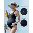 thumbnail image 2 of Maternity Swimsuit One Piece Bathing Suit Button Neck Cross (Black，S), 2 of 6