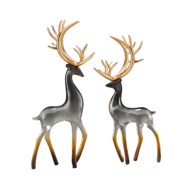 GROWTH TANK 2 Pcs Figurines Décoratives de Cerfs Table de Fortune pour Fête Étagère Noire