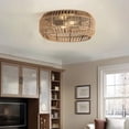 thumbnail image 3 of 2-Light Boho Flush Mount Ceiling Light, 15.55" Handcrafted Paper Rope Drum Ceiling Fixture, Farmhouse Close to Ceiling Light for Bedroom, Living Room, Hallway, 3 of 7