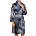 thumbnail image 1 of Birdeem Men Solid Casual Long Sleeves Lace-Up Check Home Pocket Long Pajama Robe Shorts, 1 of 10