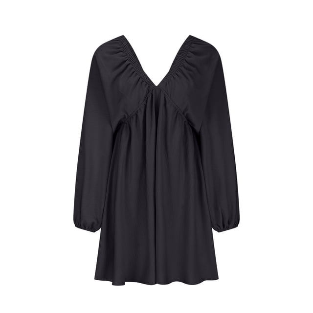 Gspmoly Robes Décontractées pour Femmes, Robe à Manches Longues pour Femmes à Col en V Longueur Genou Aguichant Rétro Coupe Ample Robe Formelle pour Femmes Offres Hebdomadaires