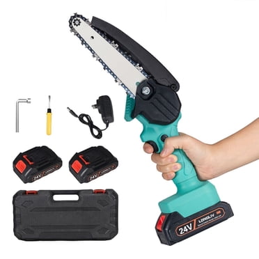 TOYTEXX MCS-108 Mini Scie à Chaîne Sans Fil de 6 Pouces avec Moteur Sans Balais, 2 Batteries et Étui de Transport