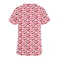thumbnail image 3 of TIMIFIS Hauts de Sarrau pour Femmes Imprimés Sarrau Saint-Valentin Uniforme de Travail Manches Courtes Col en V Blouse T-shirt de Travail avec Poches - Imprimé Rouge, 3 of 3