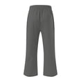 thumbnail image 5 of Bocqde Womens Capri Pants Cotton Linen Elastic Waisted Drawstring Casual Cropped Trousers with Pockets, 5 of 5