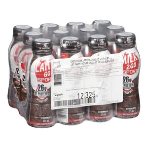 Milk2Go Chocolat sportif lait protéinée shake 325ml/11 oz Bouteilles (12/CASE) Boissons de récupération après l'entraînement
