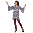 thumbnail image 3 of Moomaya Printed Indian Short Kurti Dress Poly Crepe Tunic Round Neck Mini Dress, 3 of 5