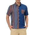 thumbnail image 1 of INSPIRE CHIC Men's Shirts Short Sleeve Summer Cotton Patchwork Button Down Shirts M Navy Brown, 1 of 6