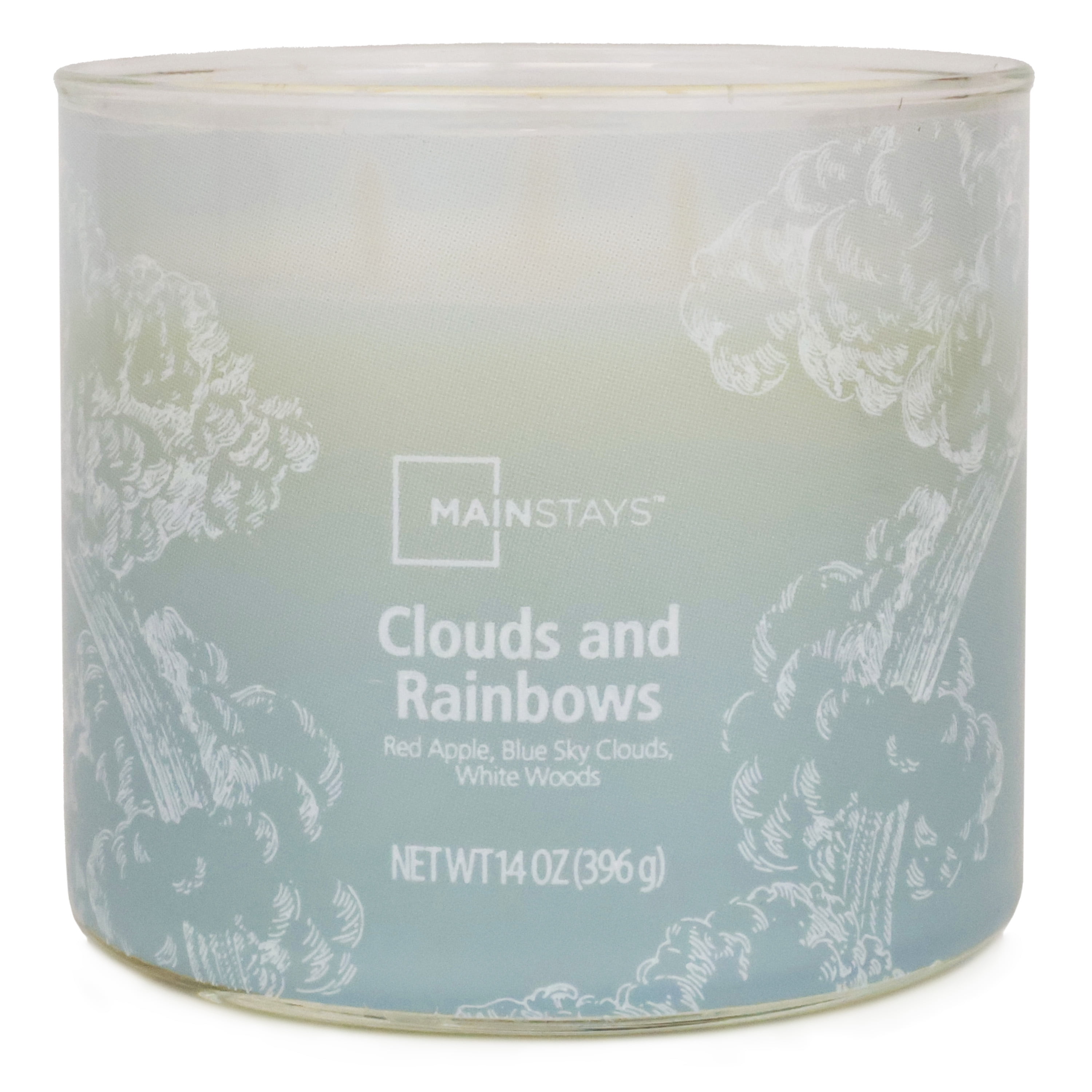 Bougie parfumée Mainstays à 3 mèches, enveloppée texturée Nuages et arcs-en-ciel, 14 oz