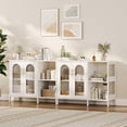 thumbnail image 1 of BeesClover Armoire, Buffet Bahut, Porte Arquée en Verre, 2 Poignées Dorées et Tablettes Ajustables, Multifonctionnel pour Garde-Manger de Cuisine, Buanderie, Salle à Manger, 1 of 7