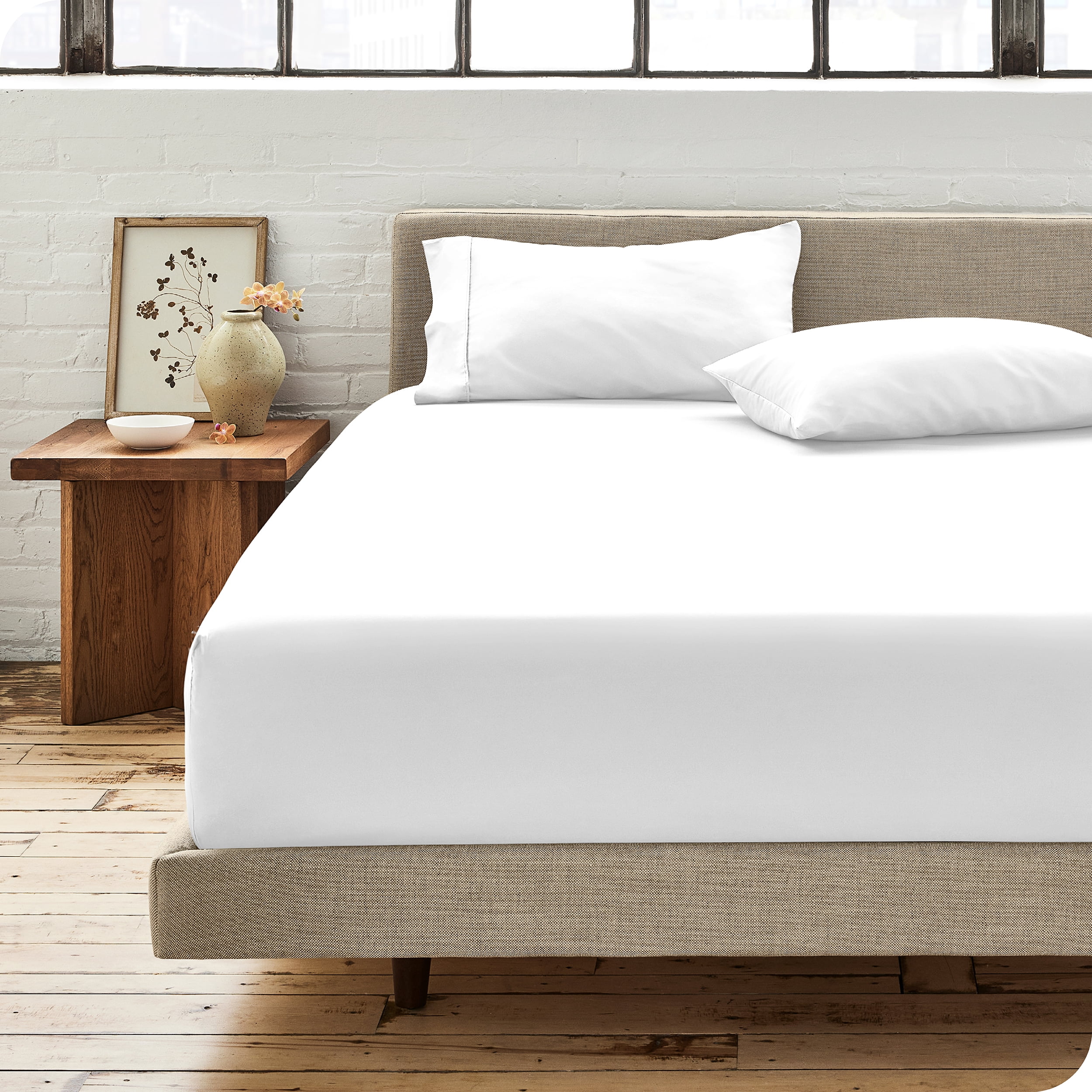 Bare Home 100% Organic Cotton Fitted Sheet - Percale Weave