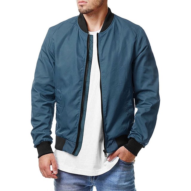 Kmbangi Men's Bomber Flight Jacket Casual Patchwork Fall Winter Coats Zipper Closure Outwear