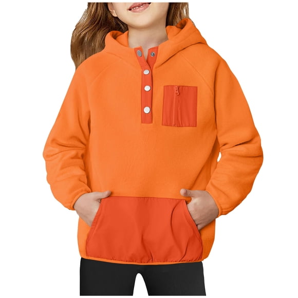 Milgrthf Overside Hoodies Sweatshirts for Girl Graphic Print Long Sleeve Loose Casual Fall Winter Pullover Tops Orange 13 Years
