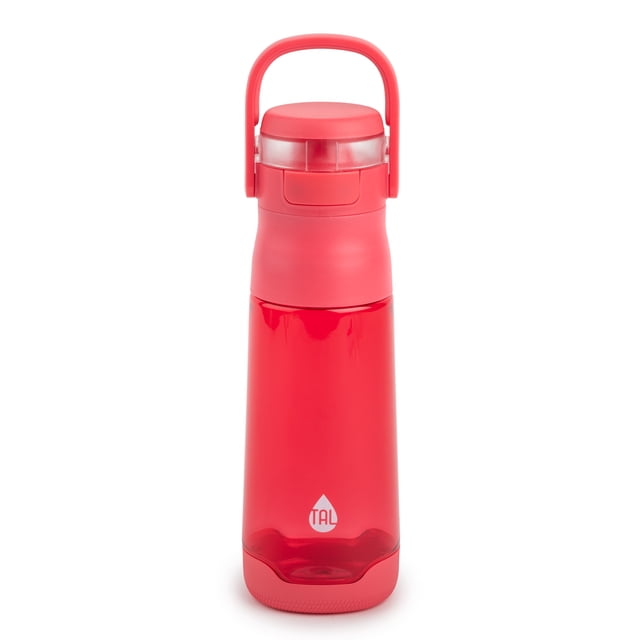 TAL Tritan Jolt Bouteille d'Eau 16 fl oz Rose avec Corps en Tritan Translucide Incassable, Couvercle Verrouillable Étanche avec Ouverture à Bouton-Poussoir, Poignée Rabattable pour un Transport Sécurisé et base en Caoutchouc Antidérapante pour la Stabilité, Convient à l'École, aux sports et aux Voyages.