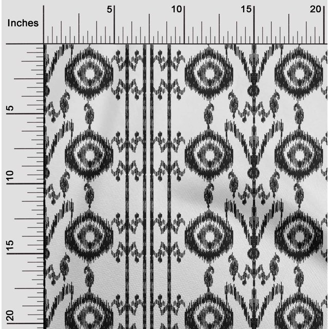 oneOone Polyester Lycra Fabric Paisley|Stripe & Circle Ikat Decor Fabric Printed BTY 56 Inch Wide