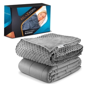 RELAX EDEN Couverture pondérale en coton adulte avec couverture, 60x80 Dans, 15 Lb, gris