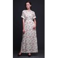 thumbnail image 3 of Bimba Robe Longue Maxi en Rayonne Imprimée Feuilles & Roses pour Femmes avec Fente Latérale-TG, 3 of 6