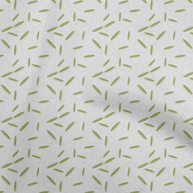 oneOone Rayon Light Green Fabric Utensils Tea Cups Sewing Material Print Fabric By The Yard 56 Inch Wide