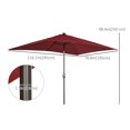 thumbnail image 2 of 6.5x10ft Rectangular Patio Umbrella with 20 Solar LED Lights, Wine Red UV Resistant Polyester Canopy, Aluminum Tilt Market Parasol for Garden, Pool, Backyard and Outdoor Dining, 2 of 7