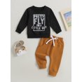 thumbnail image 2 of FAROOT Baby Boys Pants Set,Crew Neck Letters Print Sweatshirt with Elastic Waist Sweatpants, 2 of 8