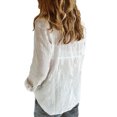 thumbnail image 4 of Gupgi Female  Long Sleeve Shirts, Casual Loose Button-Down Turndown Collar Top Cloth, 4 of 6