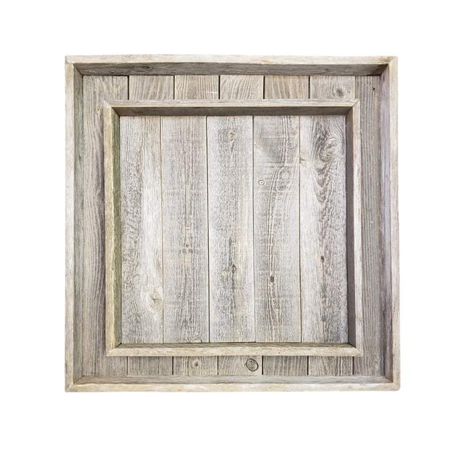 Rockin' Wood 24x24" Rustic Wood Square Ottoman Tray for Coffee Table Decor